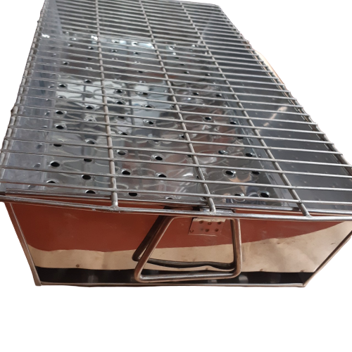 Khay bếp nướng than hoa INOX kèm vỉ nướng loại 60cm x 30cm - Chuyên dùng cho nướng thịt, quán bún chả