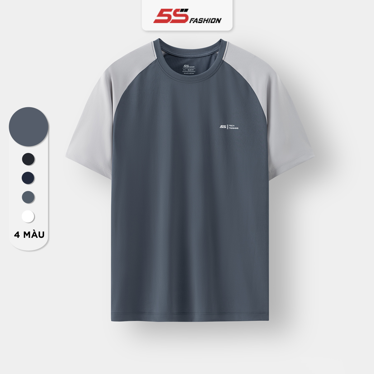 Áo Thun Nam Thể Thao Cổ Tròn 5S FASHION,Chất Thun Nhẹ, Mát, Tay Raglan, Trẻ Trung (ATS24047)