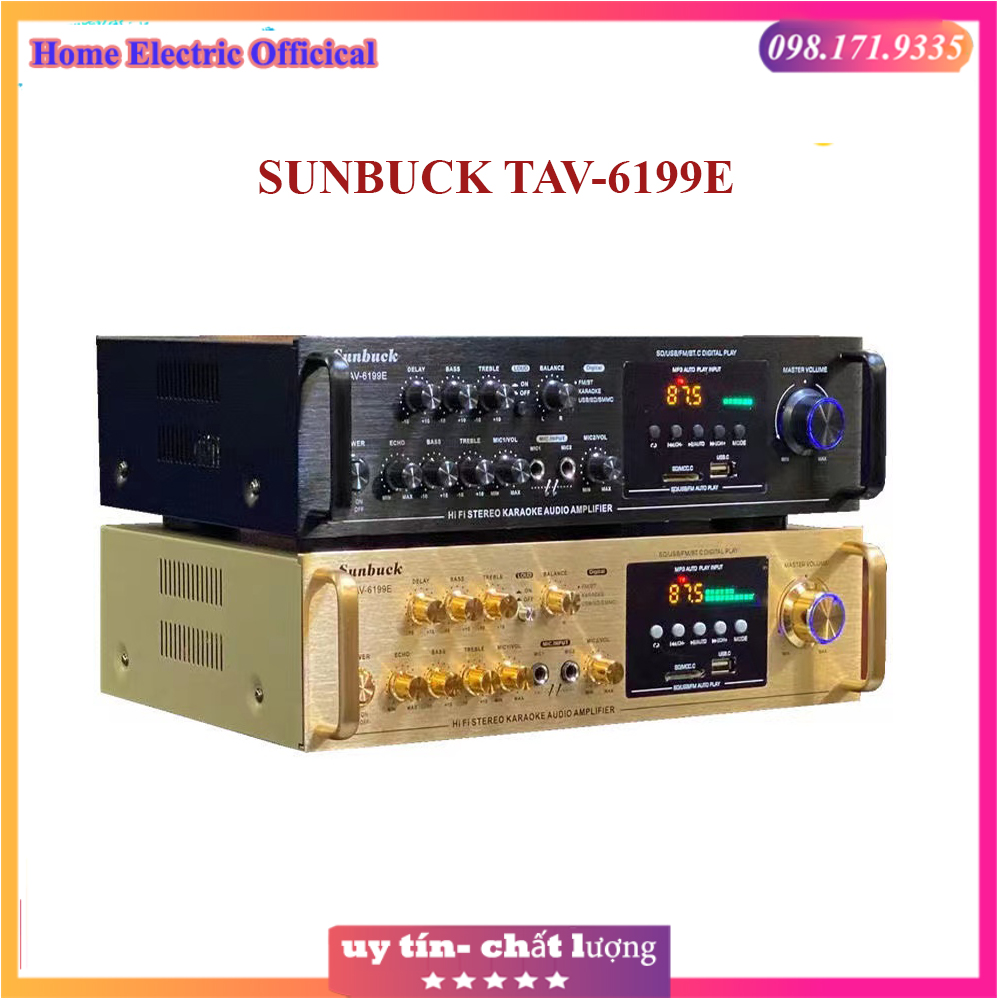 Âm ly karaoke bluetooth sunbuck tav-6199e công suất lớn, có điều khiển từ xa, kết nối bluetooth, thẻ usb, thẻ sd