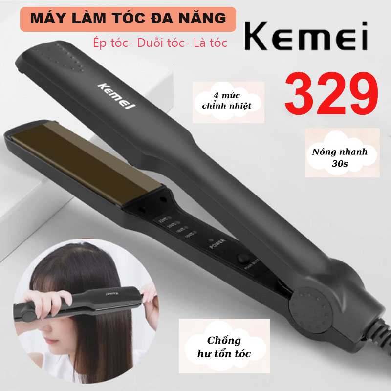 Máy duỗi tóc, kẹp ép tóc mini kemei 329 chính hãng, nóng nhanh, 4 chế độ chỉnh nhiệt, duỗi thẳng tiện lợi tại nhà, máy là tóc thắng, máy ép tóc, máy làm tóc đa năng