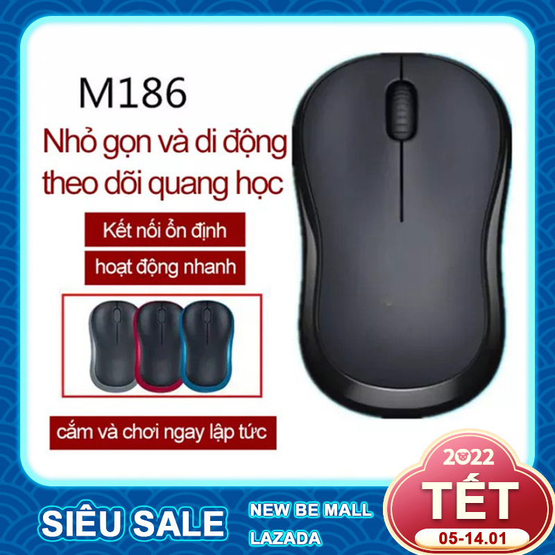 Chuột không dây logitech m186 tương thích mọi thiết bị máy tính-có pin