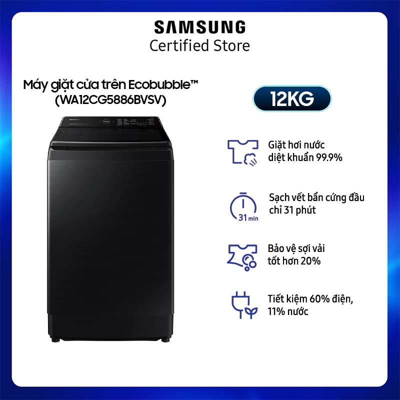 Máy giặt cửa trên samsung digital inverter 12 kg wa12cg5886bvsv