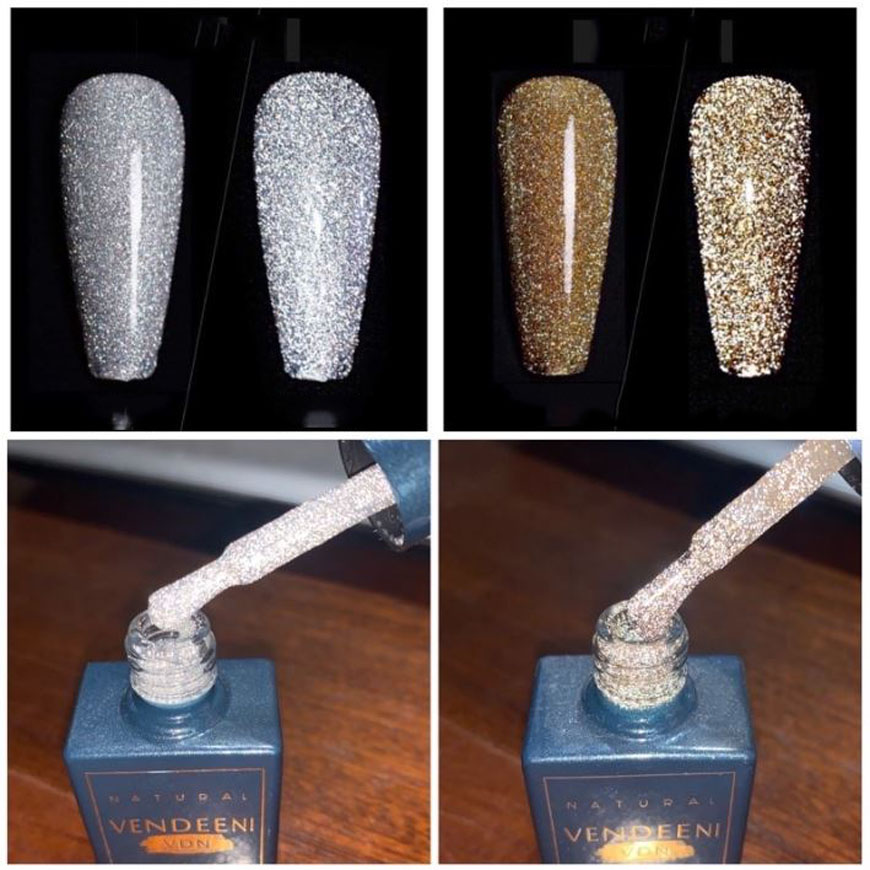 Sơn gel nhũ flash siêu sáng vendeeni vàng bạc chính hãng chai 15ml - sơn gel nhũ flash vendeeni lẻ 2 màu vàng, bạc siêu sáng