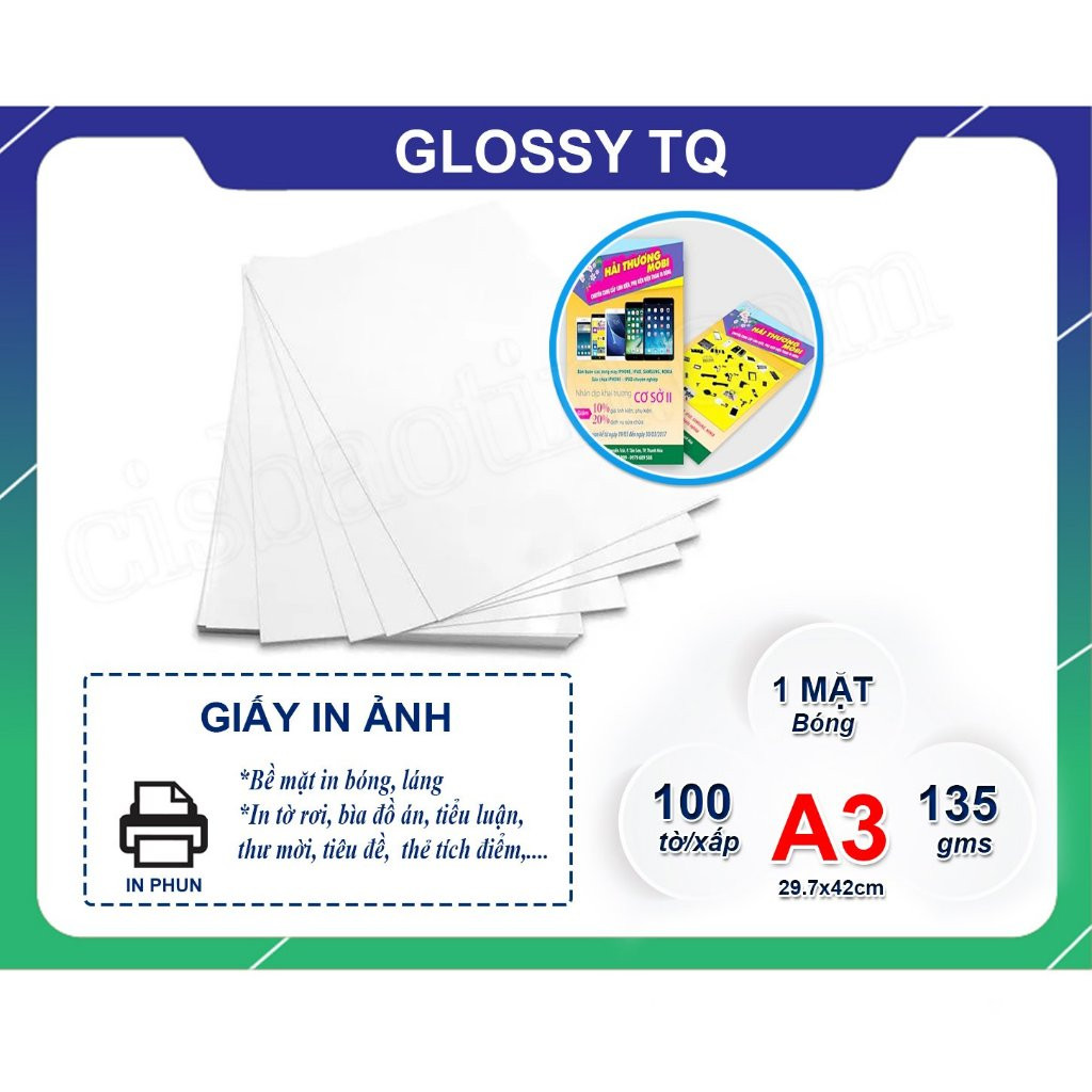 Giấy glossy photo a3 120gms_combo 10 xấp