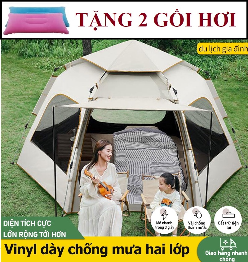 Lều cắm trại, lều du lịch dã ngoại tự bung 2-5 người, 4 cửa thoáng ,dễ dàng gập mở, đóng gói nhỏ gọn , thuận tiện khi di chuyển