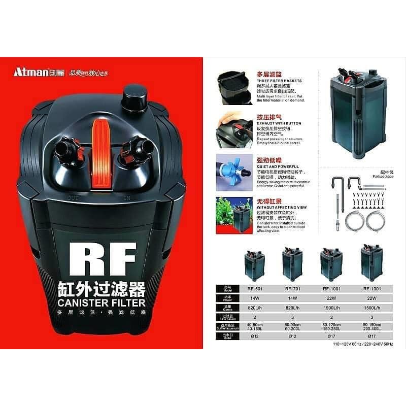 Lọc thùng atman rf 701 - rf 501 | lọc thùng atman thế hệ mới cho bể cá - bể thủy sinh