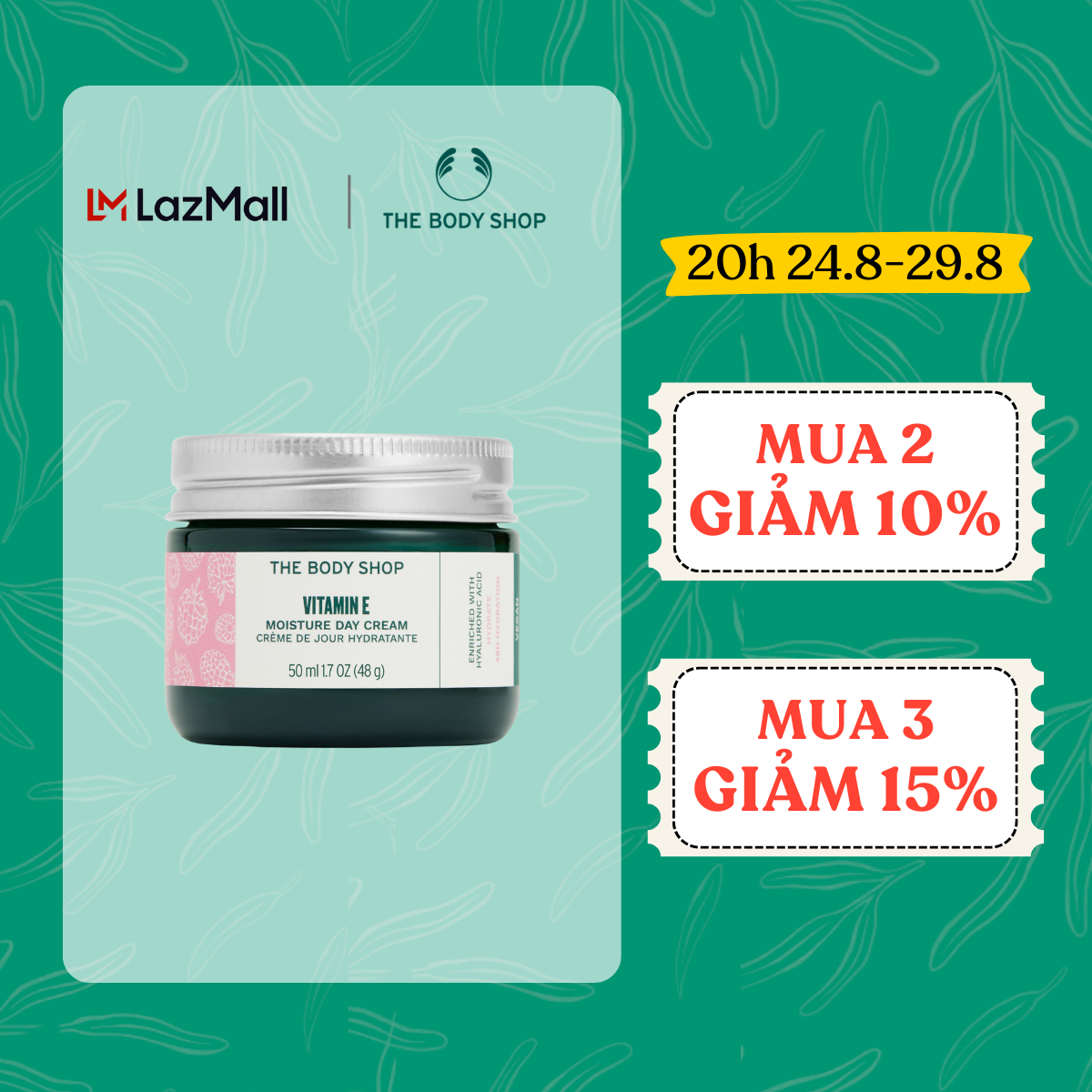 Kem Dưỡng Ẩm Ban Ngày  Vitamin E Moisture Day Cream 50ML The Body Shop