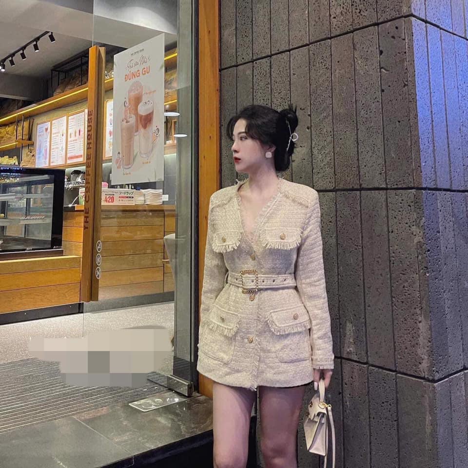 Áo dạ tweed hàng qccc kèm đai