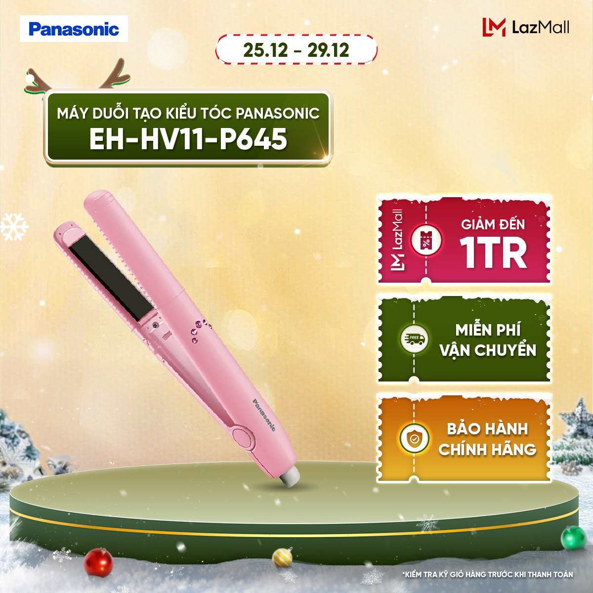  Máy Duỗi Tạo Kiểu Tóc Panasonic EH-HV11-P645 - Hàng Chính Hãng – Bảo Hành 12 Tháng 