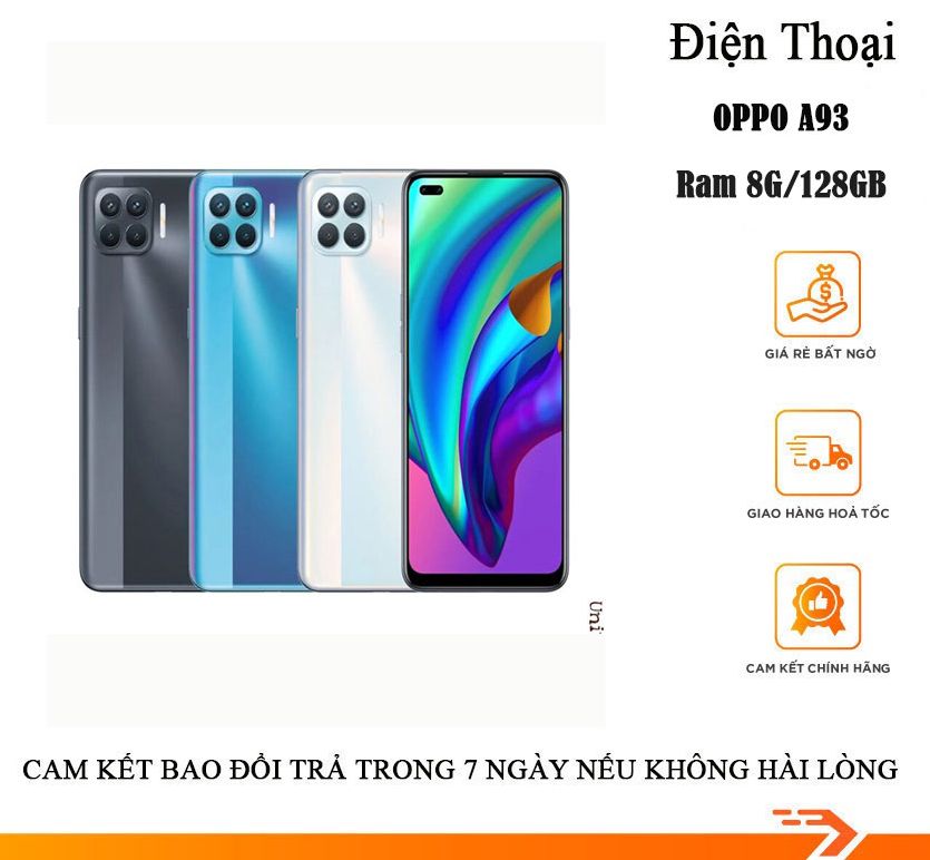 Điện thoại oppo a93 ram 8g/128gb máy chính hãng tặng kèm 1 ốp lưng