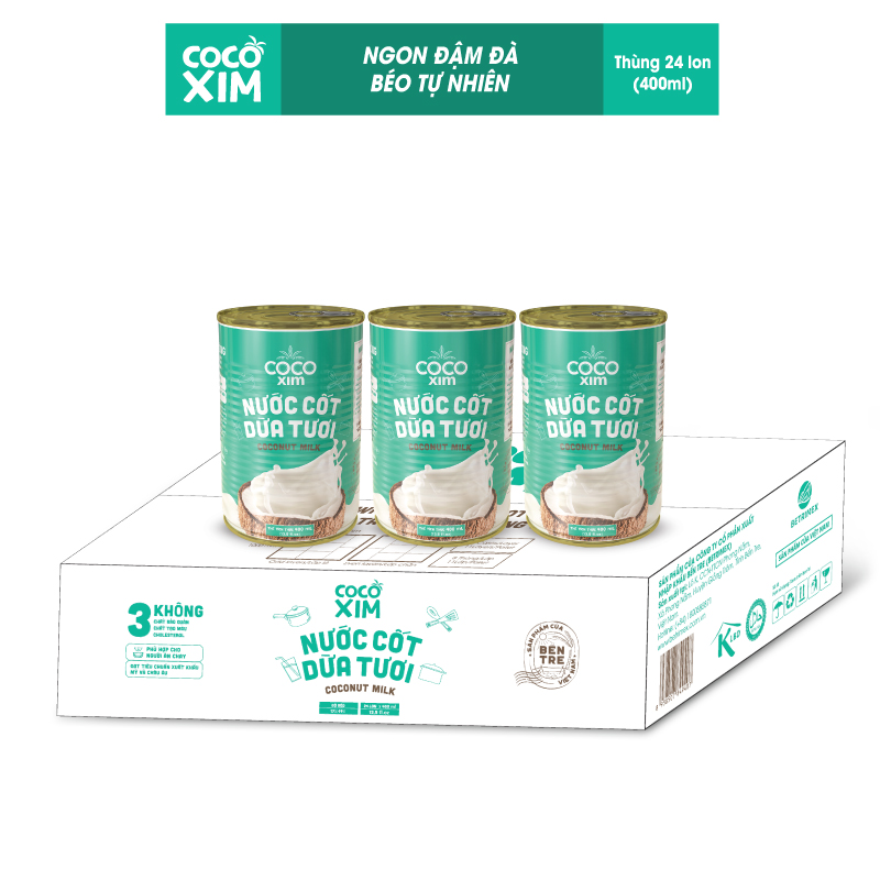 Combo 3 Lon Nước cốt dừa tươi Cocoxim 400ml /lon