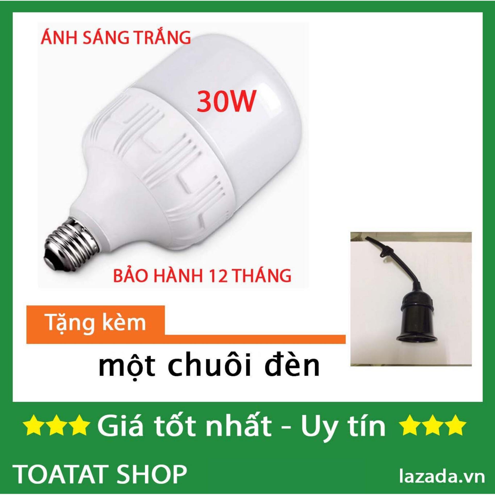[Sĩ] Bộ 1 / 2 Bóng đèn Led trụ 30W (ánh sángTrắng) - tặng chuôi đèn