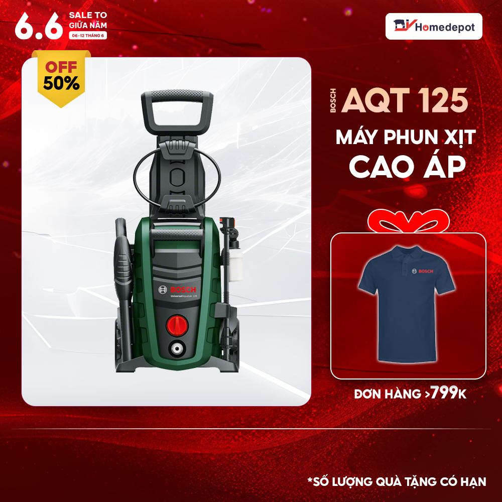[Trả góp 0%] Máy xịt rửa cao áp Bosch Aquatak AQT 125