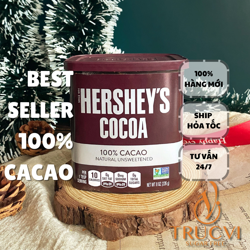 DATE 5 2024 Cacao bột Nguyên chất Hershey s eat clean ,keto , gymer ,