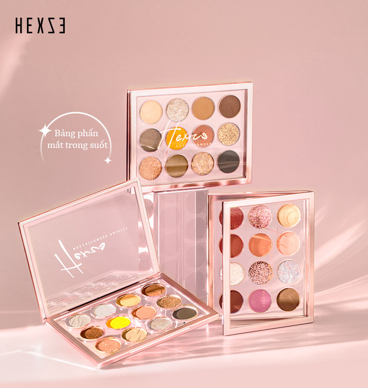 Bảng phấn mắt Hot trend 12 ô HEXZE, độ bền màu cao, lâu trôi