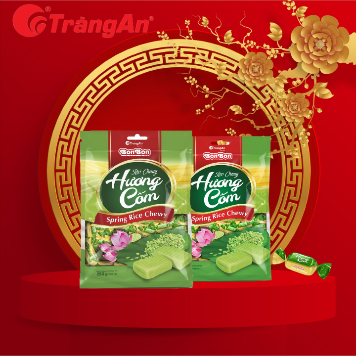 Kẹo Chewy hương cốm Bon Bon 250g, Kẹo Tết Tràng An, hạn sử dụng 12 tháng
