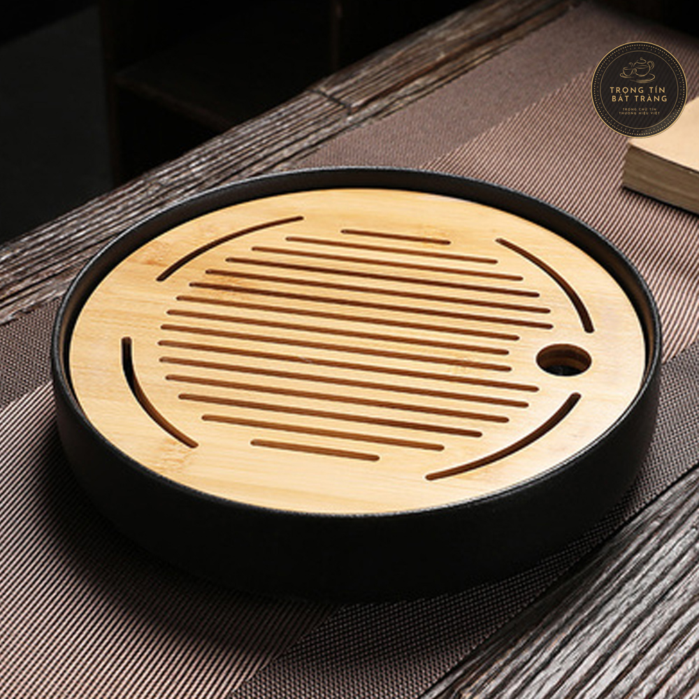 Khay Trà Đạo Chất Liệu Tre Nguyên Chất Dáng Tròn