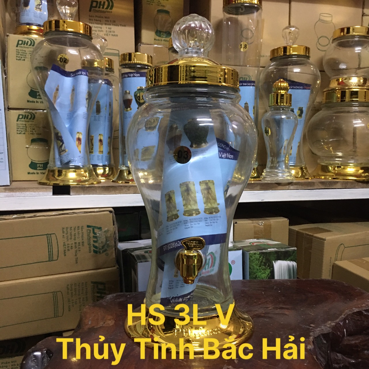 [HCM]BÌNH THỦY TINH VÀ HŨ THỦY TINH  NGÂM RƯỢU HS 3L VAN - THỦY TINH BẮC HẢI