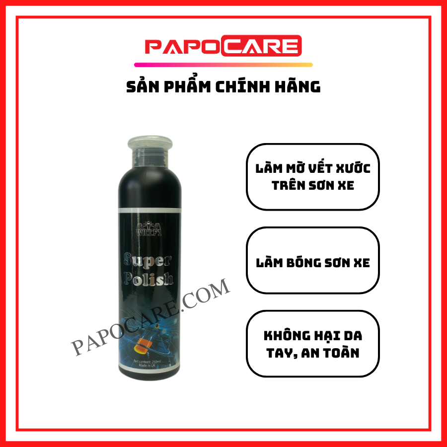 Xi đánh bóng sơn xe, pát đánh bóng sơn xe máy ô tô super polish – papocare