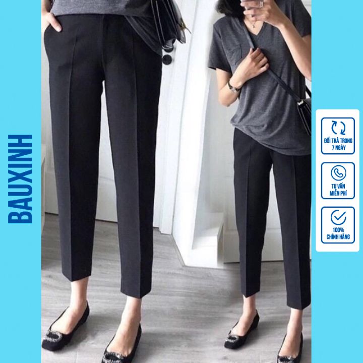 Quần đũi bầu xước có đáp bụng và chun chỉnh bụng
