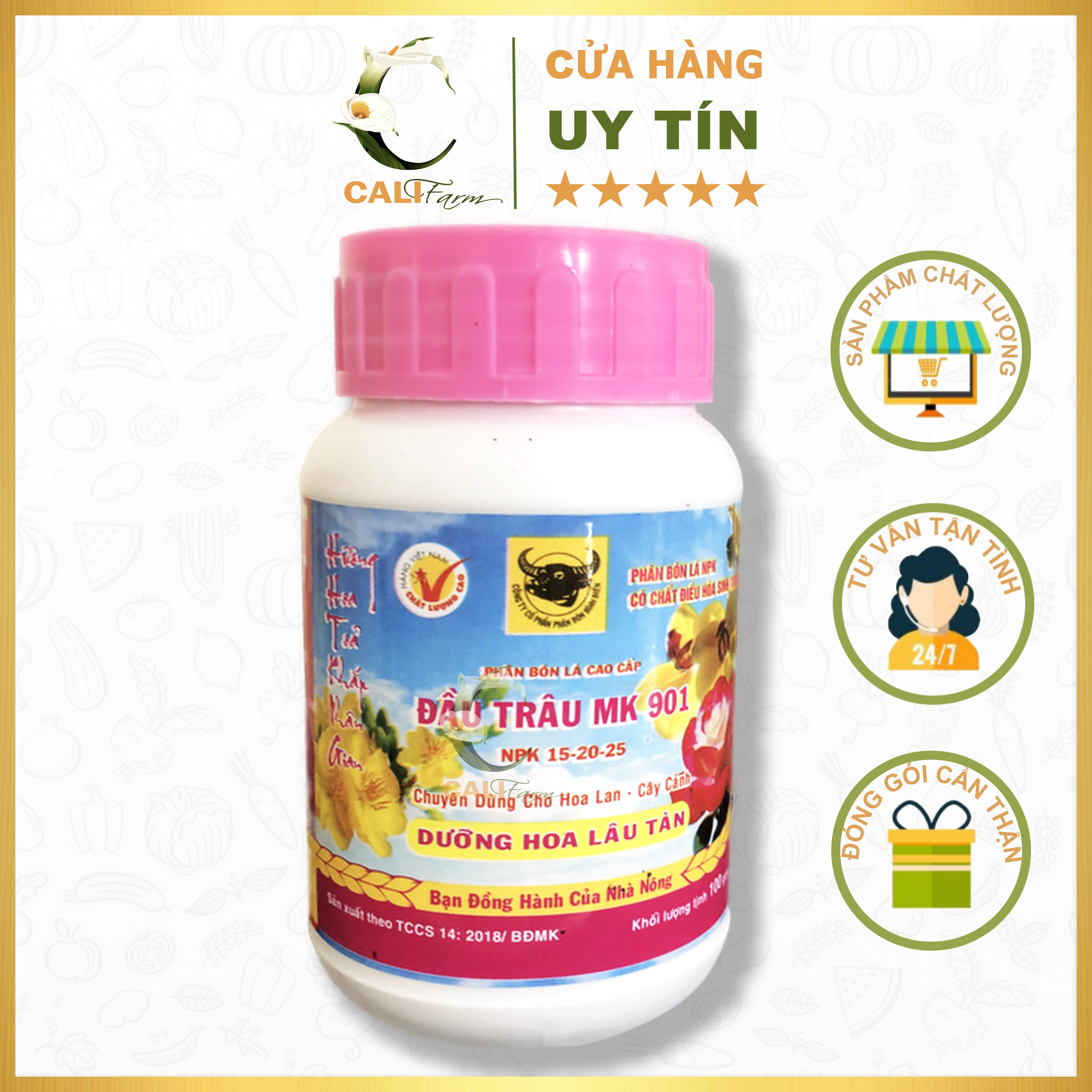 Phân bón đầu trâu 901 - dùng cho hoa lan và cây kiểng 100g