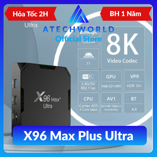 Android box x96 max plus ultra - amlogic s905x4, android 11, ram 4gb rom 32gb - hàng chính hãng - có xuất vat