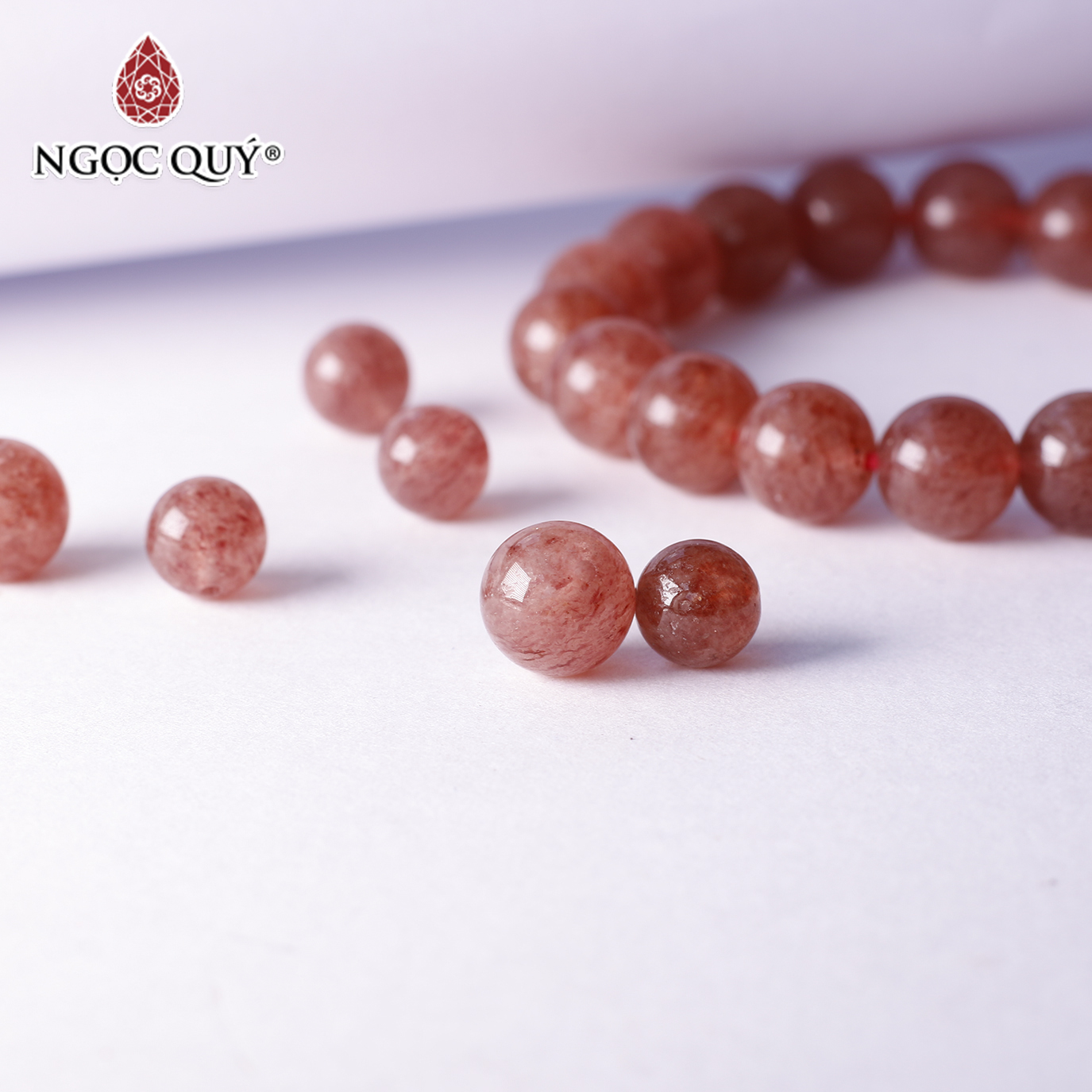 [HCM]Hạt lẻ đá thạch anh dâu loại A mệnh hỏa, thổ - Ngọc Quý Gemstones