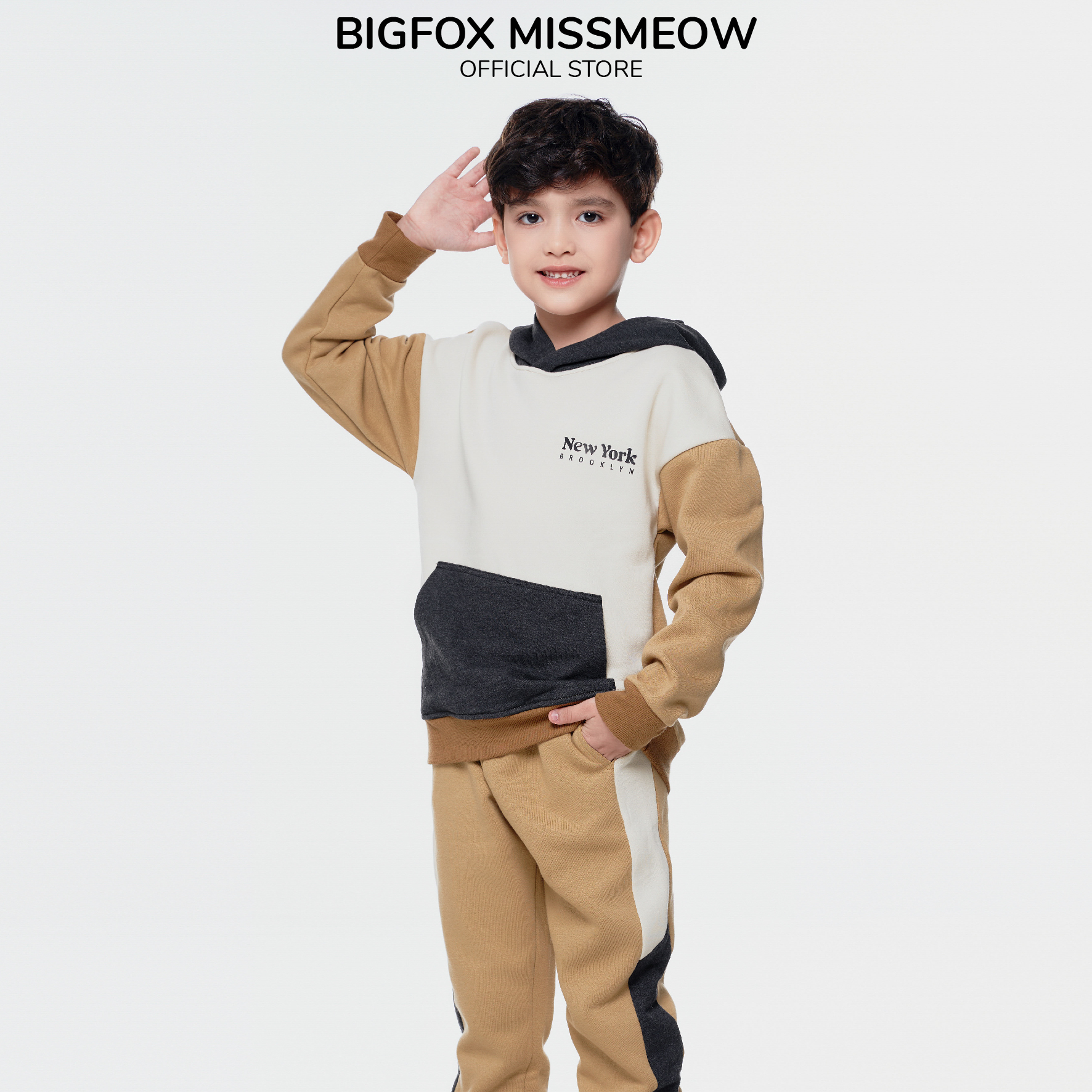 Bộ thu đông bé trai size đại BIGFOX MISS MEOW dài tay có mũ, vải nỉ bông ấm áp cho trẻ em cỡ 3,9,11 tuổi 20k 40kg 1992