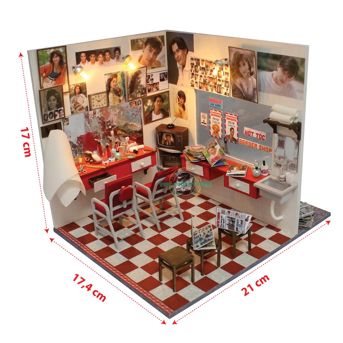 [HCM]Mô Hình Bằng Gỗ Tự Lắp Ráp DIY Sài Gòn Xưa Và Nay - Hớt Tóc Thời Đại - Mã SP: TX04