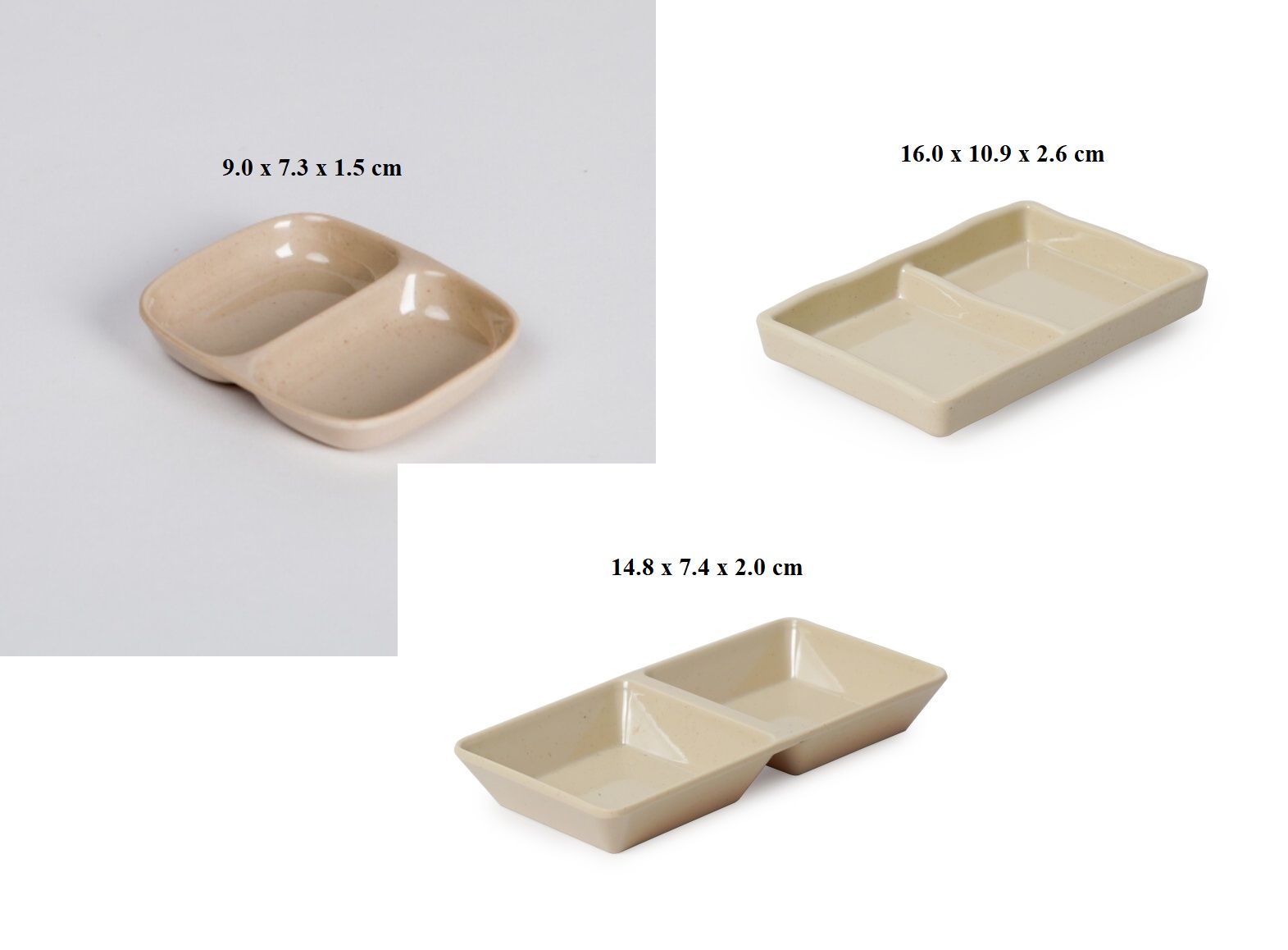 Chén đựng nước chấm 2 ngăn nhựa Melamine màu Nâu