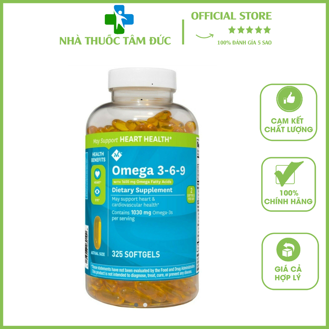 Viên uống omega 369 của mỹ 325 viên omega 3-6-9 member's mark supports heart health giúp cải thiện trí não tim mạch