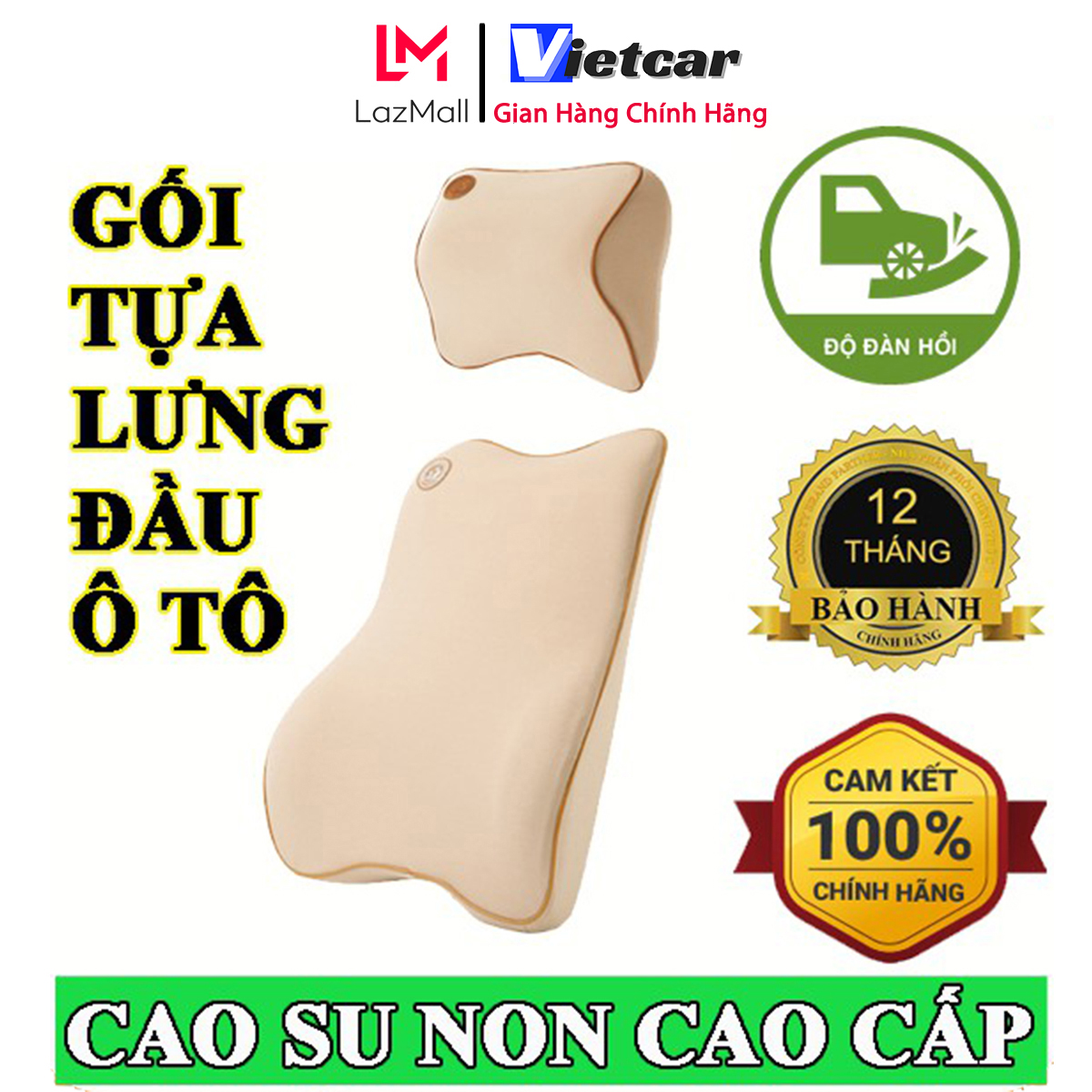 Bộ gối tựa lưng, tựa đầu ô tô, xe hơi gồm 2 chiếc gối tựa lưng và gối tựa đầu,chất liệu cao su non hoạt tính cao có đai giữ phía sau cấp siêu đàn hồi, chống đau mỏi lưng, tê bì vai gáy cho người ngồi ghế ô tô , văn phòng