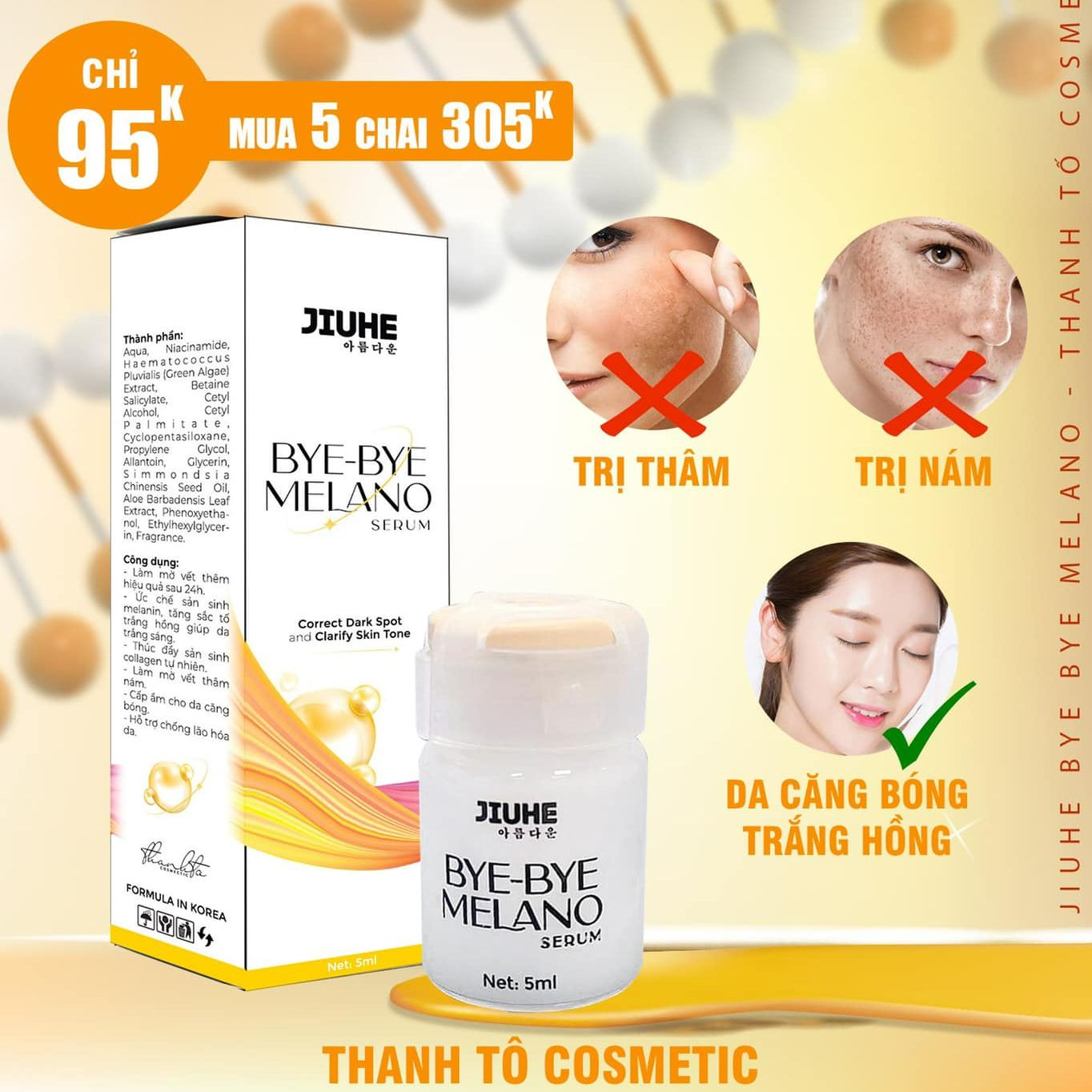 Serum giảm thâm jiuhe bye-bye melano 5ml - mp thanh tô