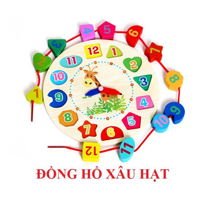 Đồ chơi đồng hồ gỗ cho bé phát triển - Đồng hồ đồ gỗ đồ chơi tặng kèm sâu hạt - Best Home