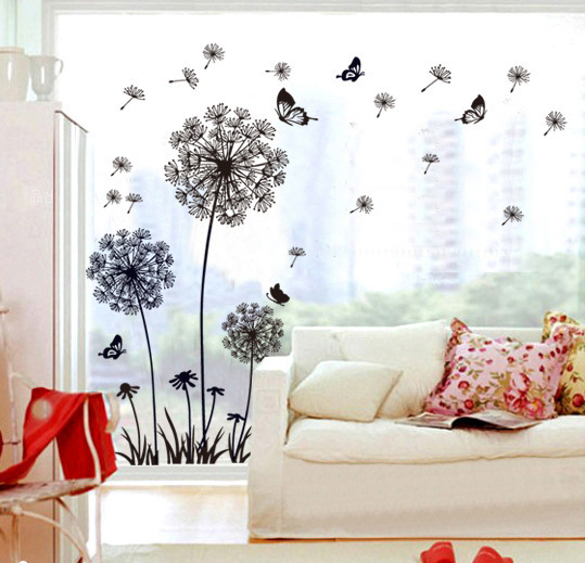Decal dán tường hoa bồ công anh đen DF5125