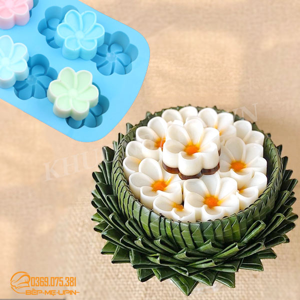 Khuôn silicon vỉ 6 hoa mai khuôn 25cm