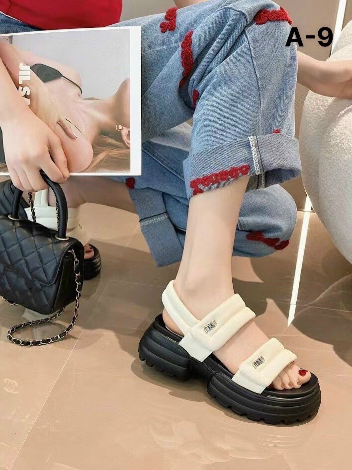 Dép sandal đế xuồng 2 quai phồng miu đế 5cm- g1110