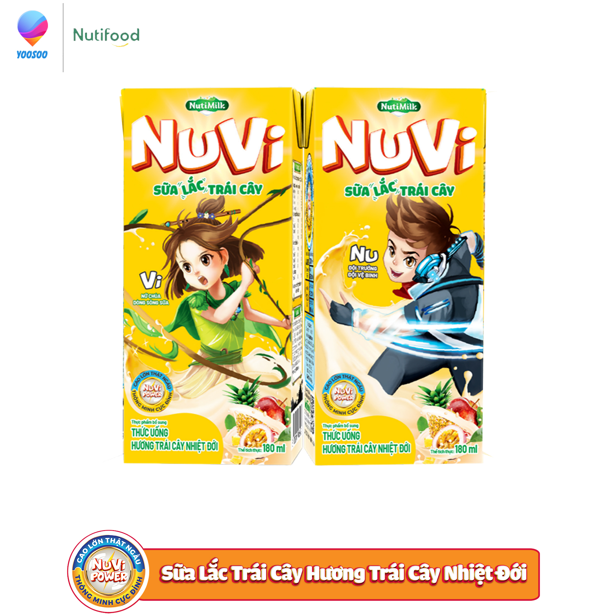 [UỐNG LÀ KHỎE] - Combo 02 Hộp Sữa NuVi Thức Uống Hương Cam Sữa Lắc Trái Cây 180ml - Thương Hiệu NUTIFOOD - dung tích 180ml/hộp - YOOSOO MALL