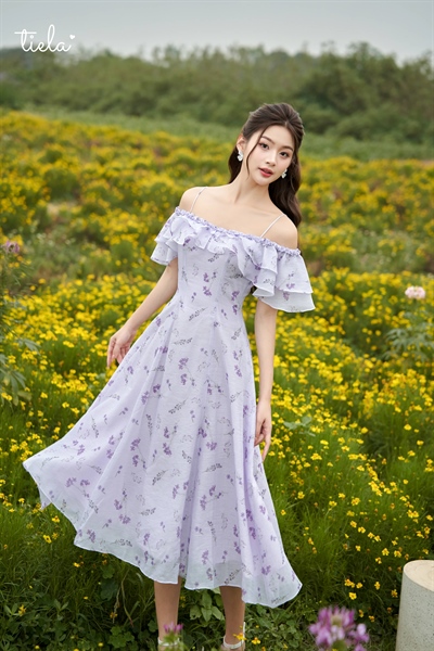 Tiela đầm váy hoa trễ vai bèo - arian dress