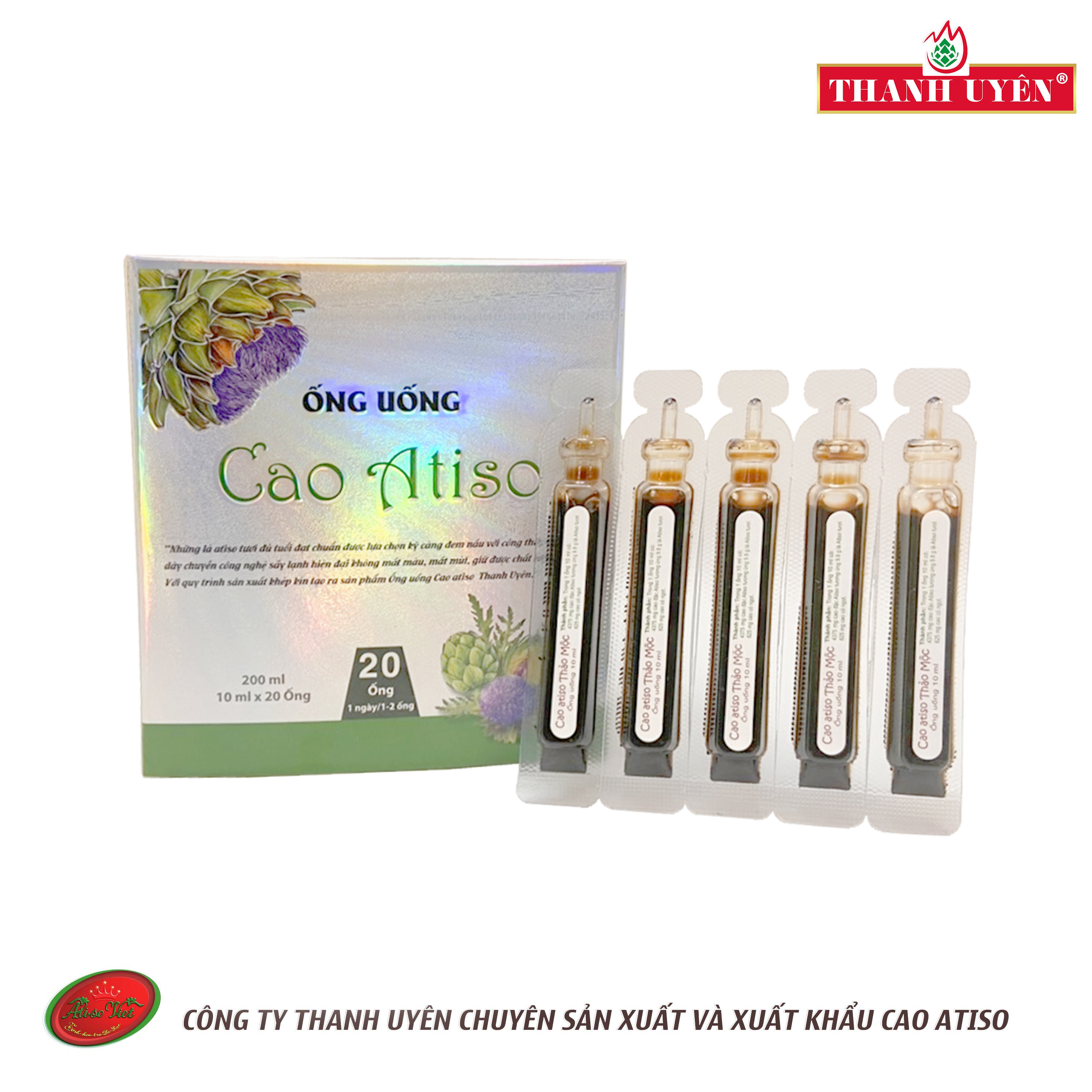 Ống Uống Cao Atisô THANH UYÊN dạng tinh chất (5 ống 10ml) Thanh L ọ c G a n M á u, Pha Nước Uống Trực Tiếp