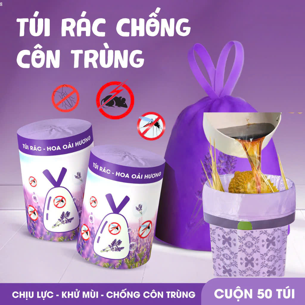  Túi Đựng Rác Hương Lavender Xua Đuổi Ruồi Muỗi Siêu Dai Có Dây Rút Túi Rác Đuổi Muỗi Oải Hương Túi Rác Đuổi Côn Trùng 