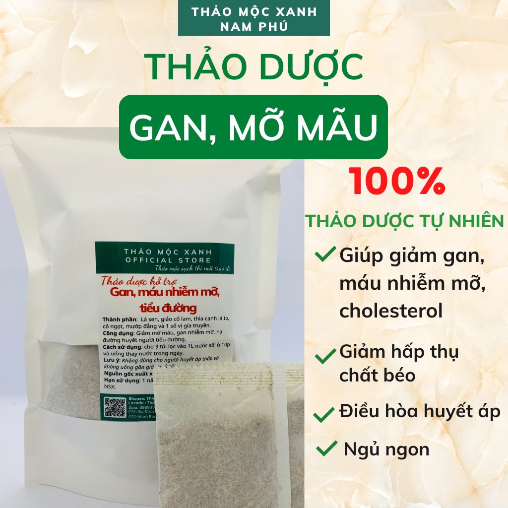 Thảo Dược Giảm Mỡ Máu, Gan Nhiễm Mỡ - giảo cổ lam, lá sen, mướp đắng, cỏ ngọt