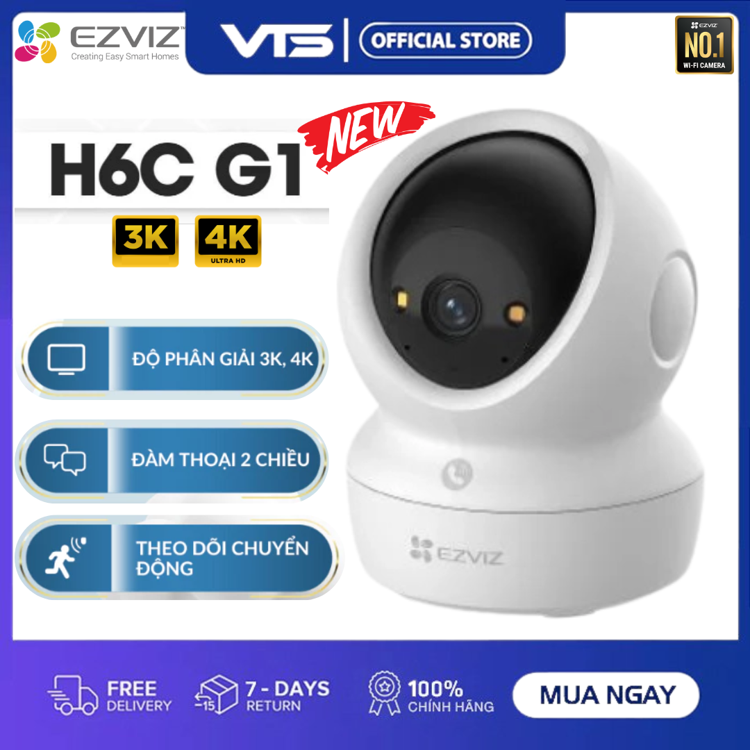 Camera Wifi EZVIZ H6C PRO 4MP 2K+/H6C PRO 2MP Trong Nhà, Xoay 360 Độ, Chạm để gọi điện, Đàm thoại 2
