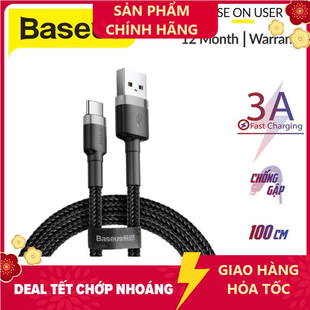 Cáp sạc nhanh Type-C quickcharger 3.0 chính hãng Baseus dây dù chống đứt gãy