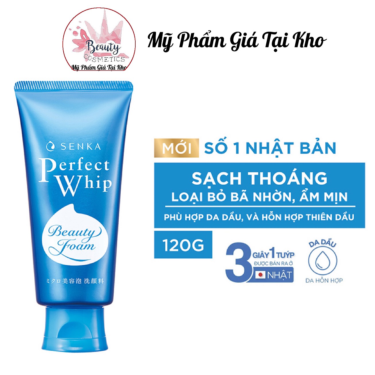 Sửa rửa mặt dưỡng ẩm tạo bọt Senka Perfect Whip 120g NEW