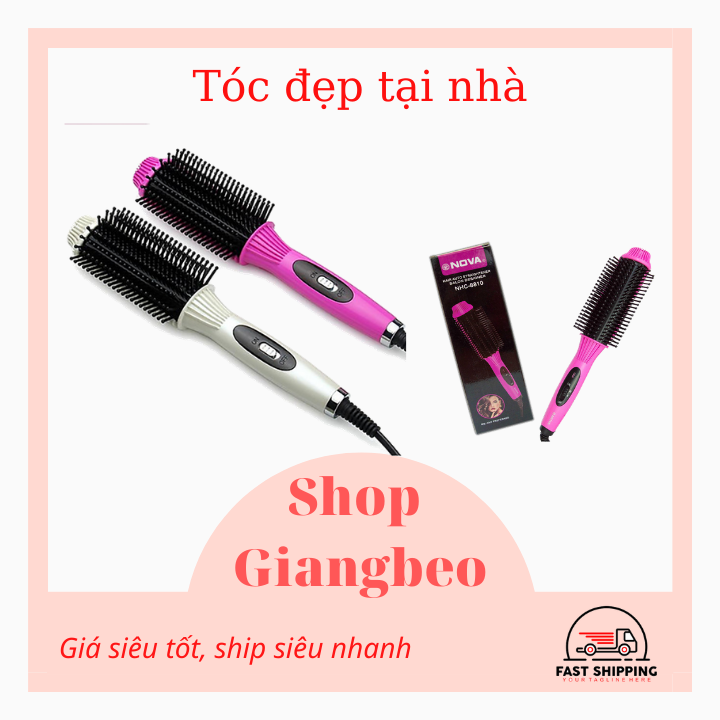 Lược điện - Lược điện uốn tóc - Máy uốn tóc mini - Lược điện tạo kiểu nova 8810 - 3/1 Uốn, duỗi và dập xù