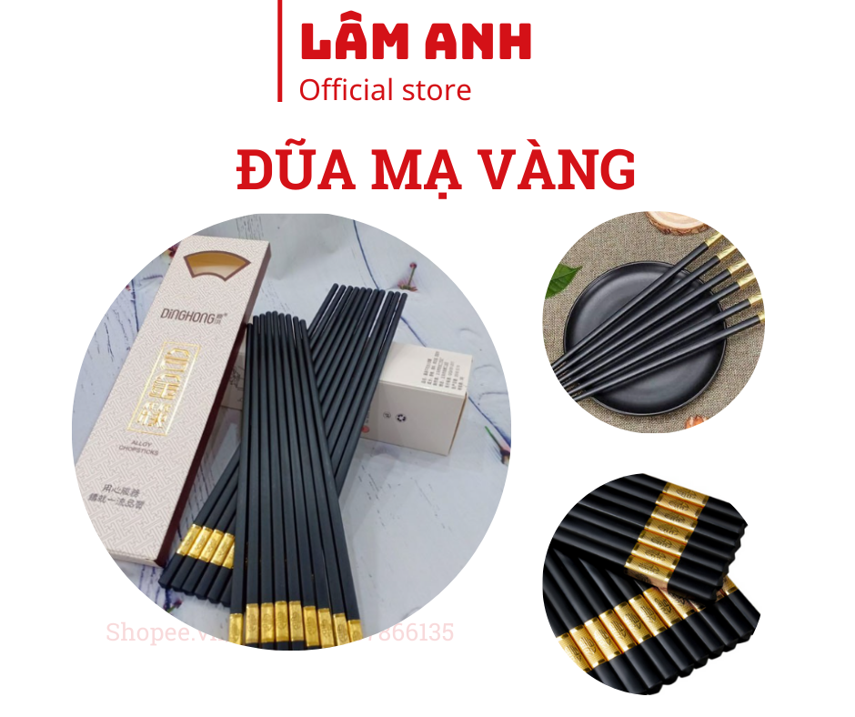 Bộ 10 đôi đũa mạ vàng Hàn Quốc cao cấp