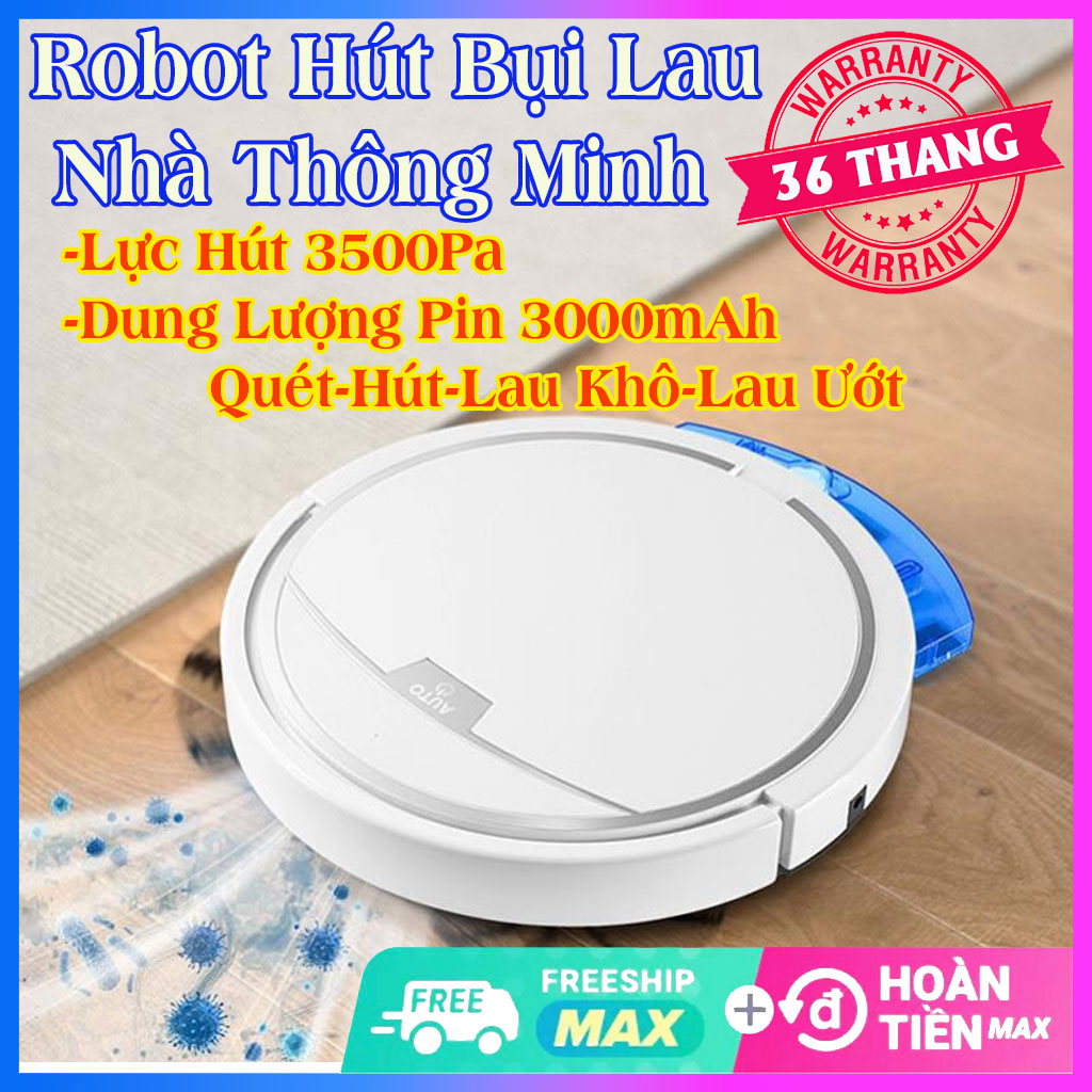 Robot hút bụi lau nhà, robot hút bụi thông minh GL300 lực hút mạnh 3500Pa, dung lượng pin lớn 3000mAh, tiếng ồn nhỏ, cảm biến chống va chạm,chống rơi.