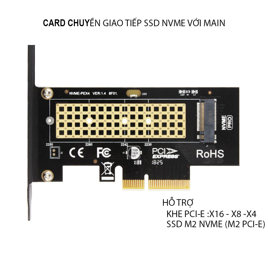 Card chuyển đổi pci-e - x4 - x16 sang ssd m.2 nvme