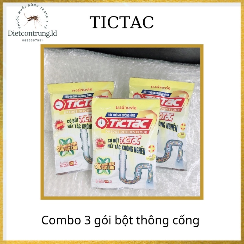 [ Bột thông cống, thông tắc cốc Tictac - 3 gói ]
